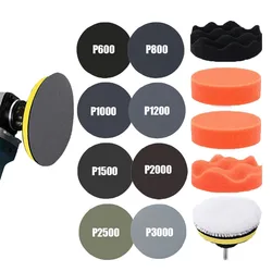 Car Polishing Disc 3inch 75mm Auto Waxing Sponge Sanding Pad With Sandpaper Headlight Repair Restoration Kit For Car Detailing