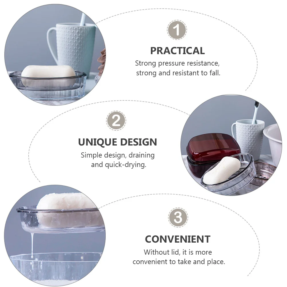 

1pc Box Pcdg For Bathroom Sink Travel Use No Storage Rack Box Without Lid Soap Holder Lid Soap Draining Dish Storage Rack