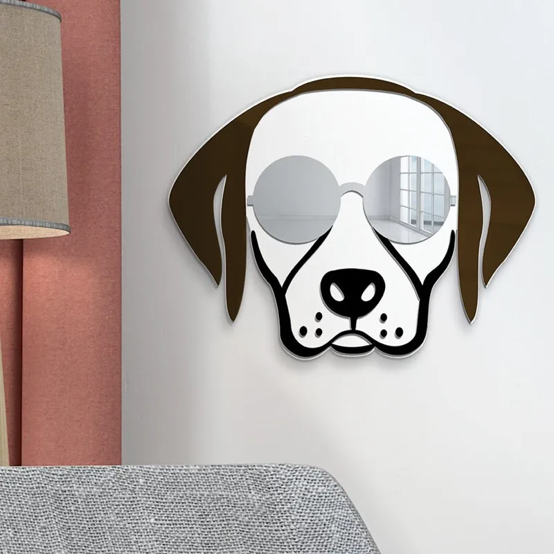 Custom Cool Dogs Wall Art Mirror 3D Mirrored Wall Decor Acrylic Wall Mirrors For Home Decor Dog Lover Mirror Gift