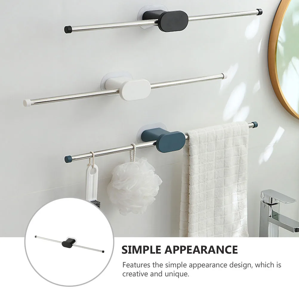 

Towel Holder Wall Type Storage Rack Single Pole Bathroom Shelf Wall-mounted No Drilling Black
