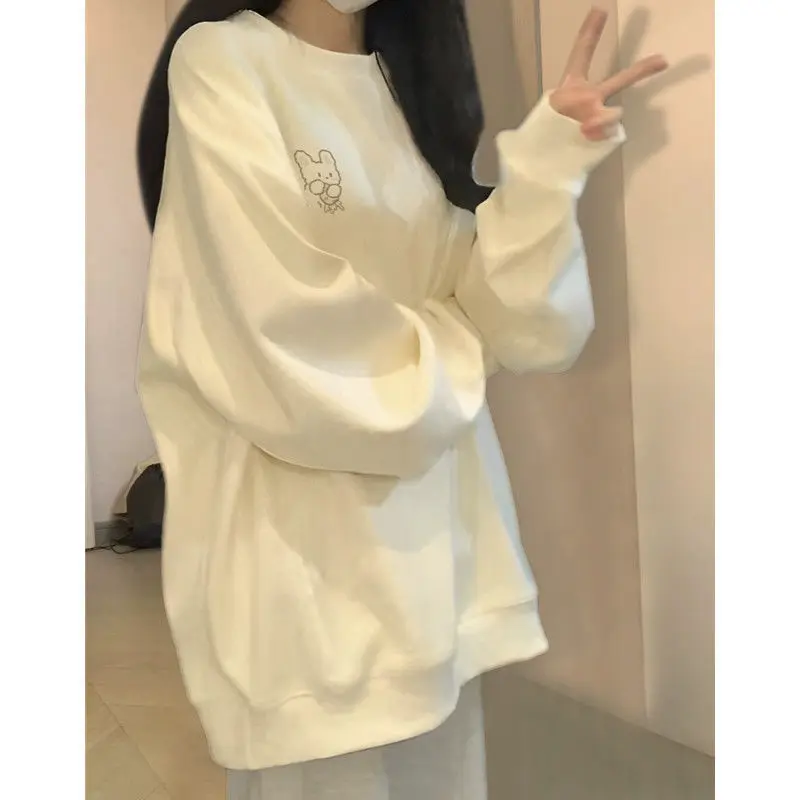 Women'S Cropped Sweatshirts Autumn Ladies Clothes Causal Designed American-Style Sweatwear Femme Simplified Solid-Color Y2K