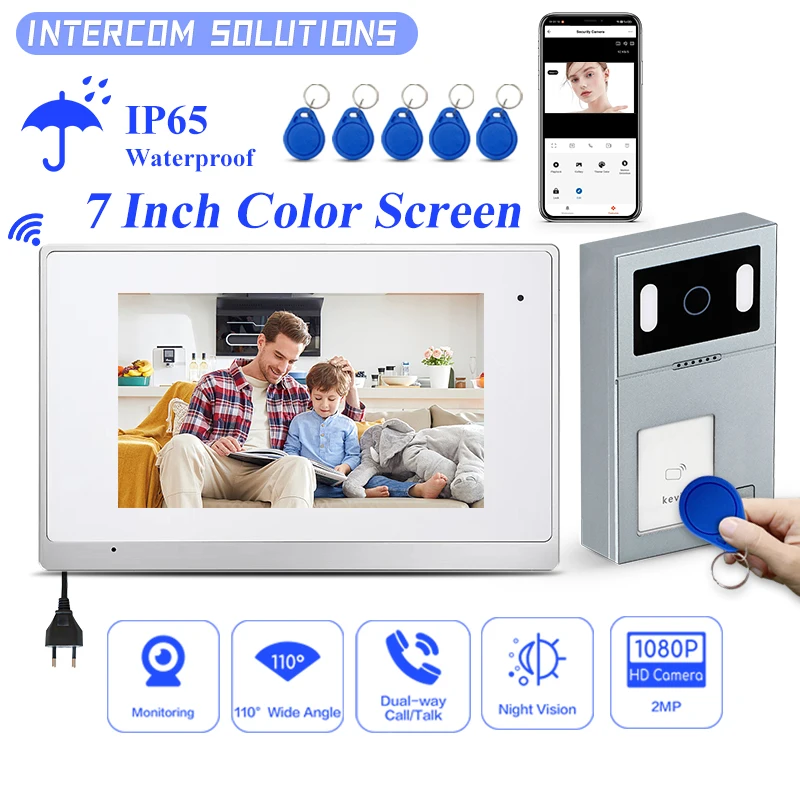 

1080P Wire Video Door Phone System Night Vision Waterproof Camera HD Intercom Doorbell Kit for Villas