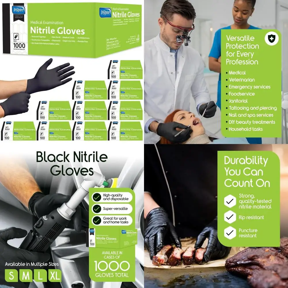 

1000 Nitrile Gloves, High-Quality Black Disposable Gloves for Medical, Cooking, and Cleaning (Size XXL)
