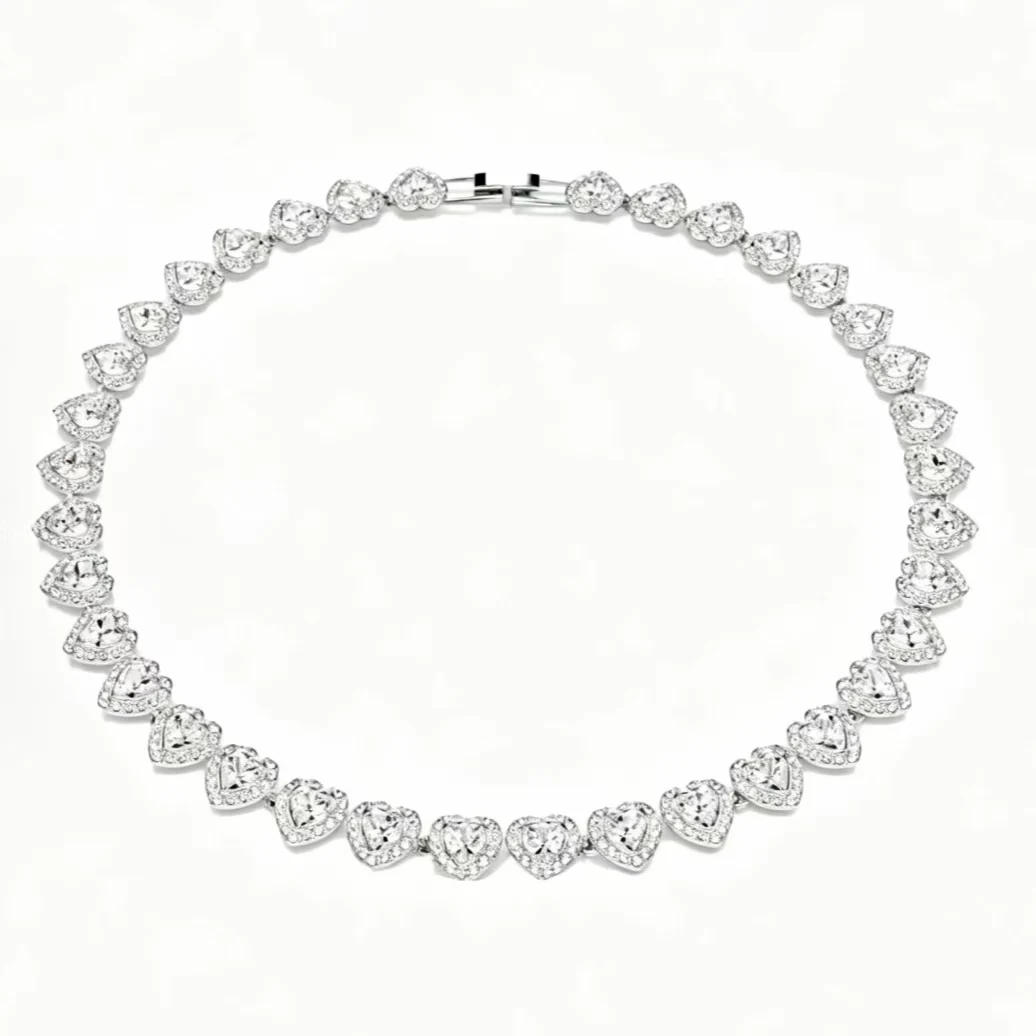 

High-quality classic heart necklace, bracelet, and earring set, S925 silver, gift, party, festival, couple, anniversary