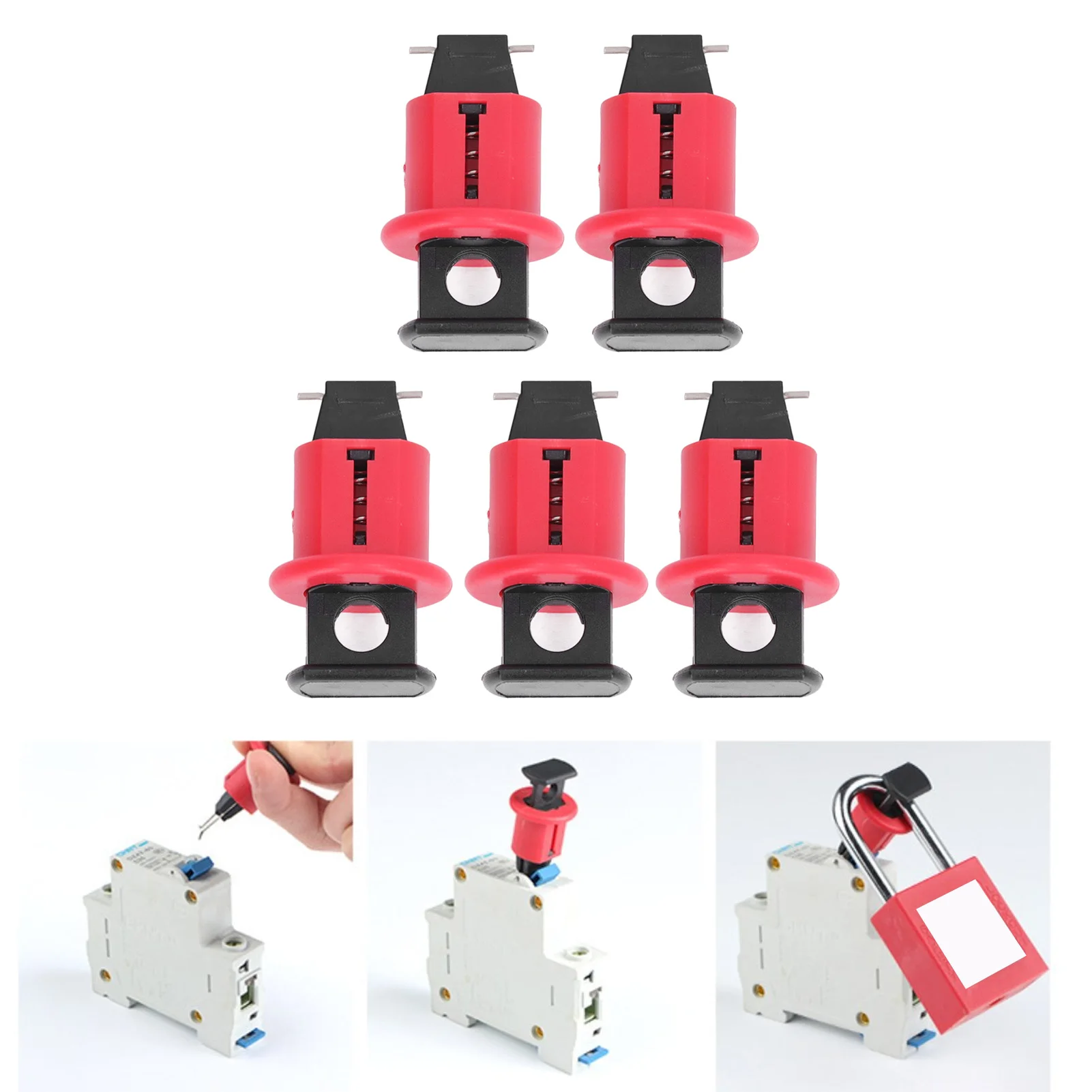 5Pcs Circuit Breaker Lockout Device Electrical Miniature Circuit Breaker Lock Pin Out Standard Industrial Grade Switch
