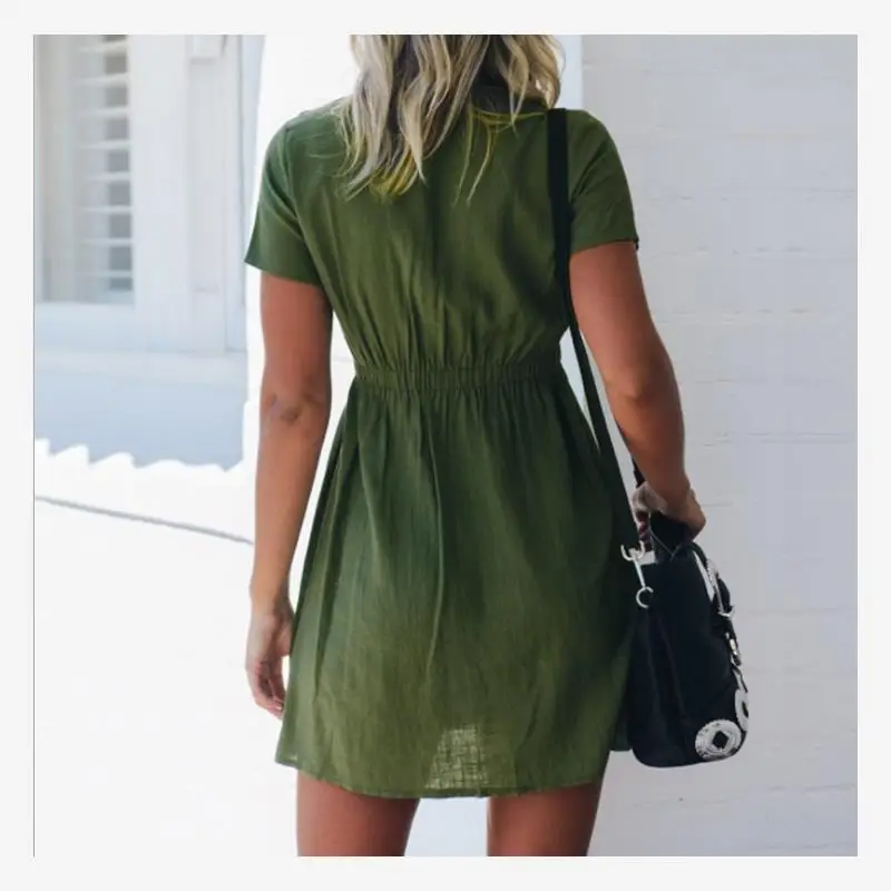 T-shirt ample décontracté d'été pour femmes Dr Lady Blouse Dres doux taille moyenne élastique mi-printemps hiver une pièce enveloppante autour...