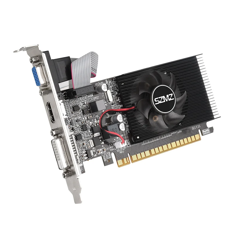 بطاقة رسومات مخصصة NVIDIA GeForce GT210 بسعة 1 جيجابايت DDR3 |   بطاقة نصف ارتفاع، تصميم منخفض الطاقة |   يدعم HDMI+DVI+VGA متعدد الشاشات