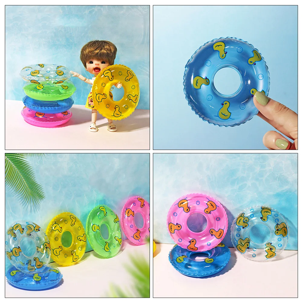 10 Pcs Floating Object Duckling Swimming Ring Baby Toy Decors Pvc Miniature Rings