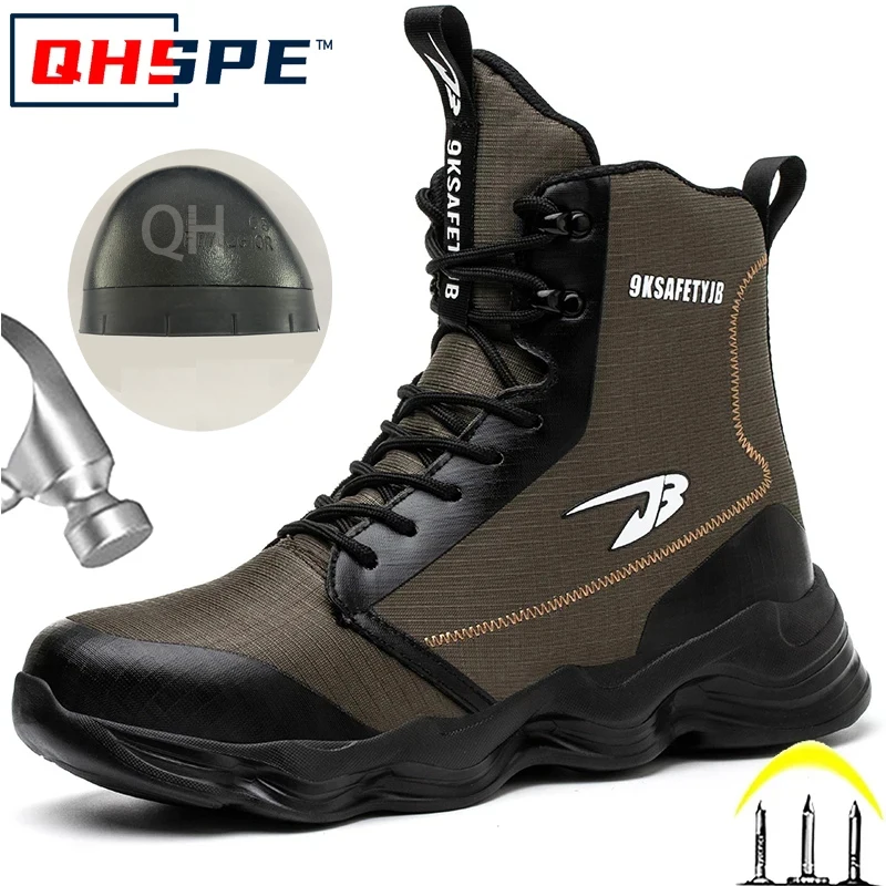 Zapatos de seguridad para hombre, botas altas, zapatillas de trabajo, puntera de acero, botas de trabajo antigolpes a prueba de pinchazos, zapatos indestructibles