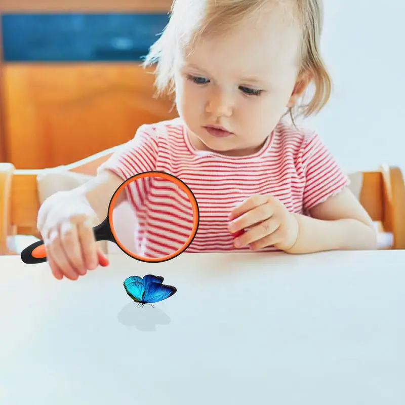 Handheld Magnifying Glass Small Magnifying Glasses Anti-Slip Handle High-Definition Kids Magnifying Glass Magnifying Glasses For