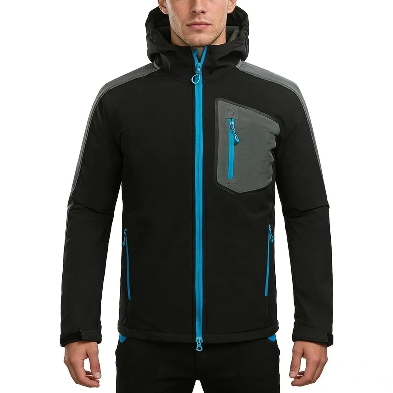 Men\'s Fleece Softshell Hiking Jacket, Windproof, Breathable, Water Repellent Clothing, Outdoor Sport Wear, Climbing Riding Coat