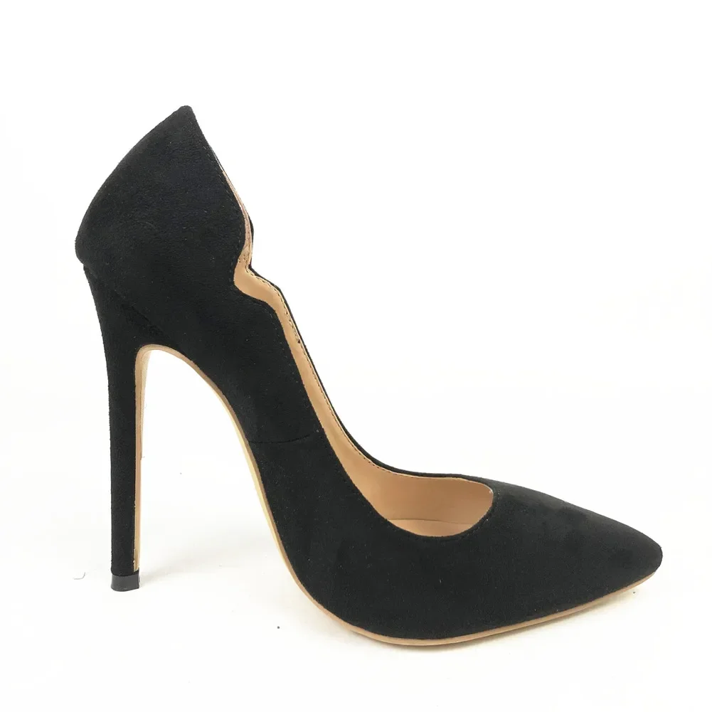 Women\'s 12cm Slip on Heels Thin Sky High Sexy Heeled Stiletto Gradient Wedding Shoes Pointed Peep Pumps Suede Shoes for Party