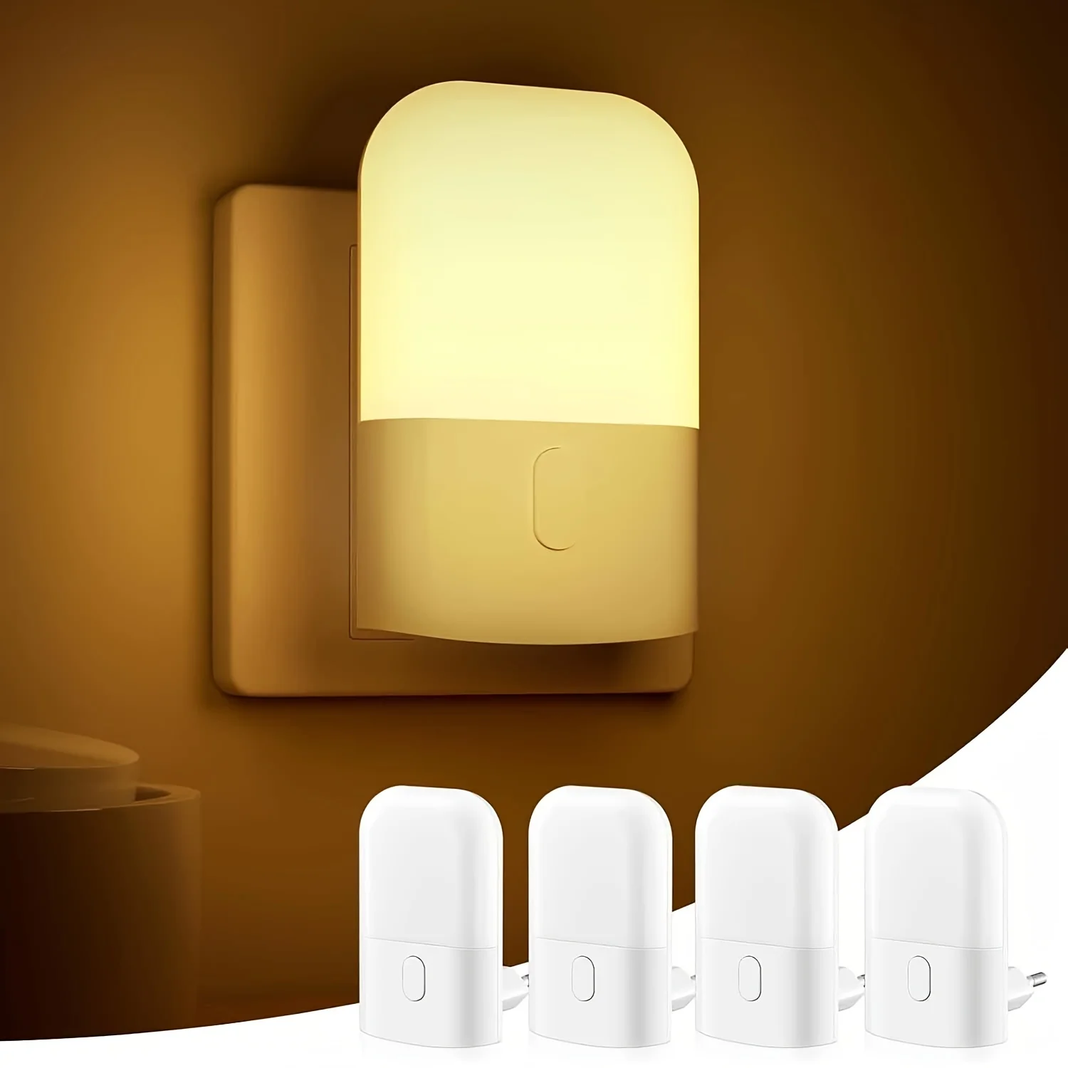 1/2 Set Smart LED Night Light, Mini Warm White Adjustable Wall Sconce, Plug-In Light Sensor Light for Bedroom, Bathroom, Kitchen