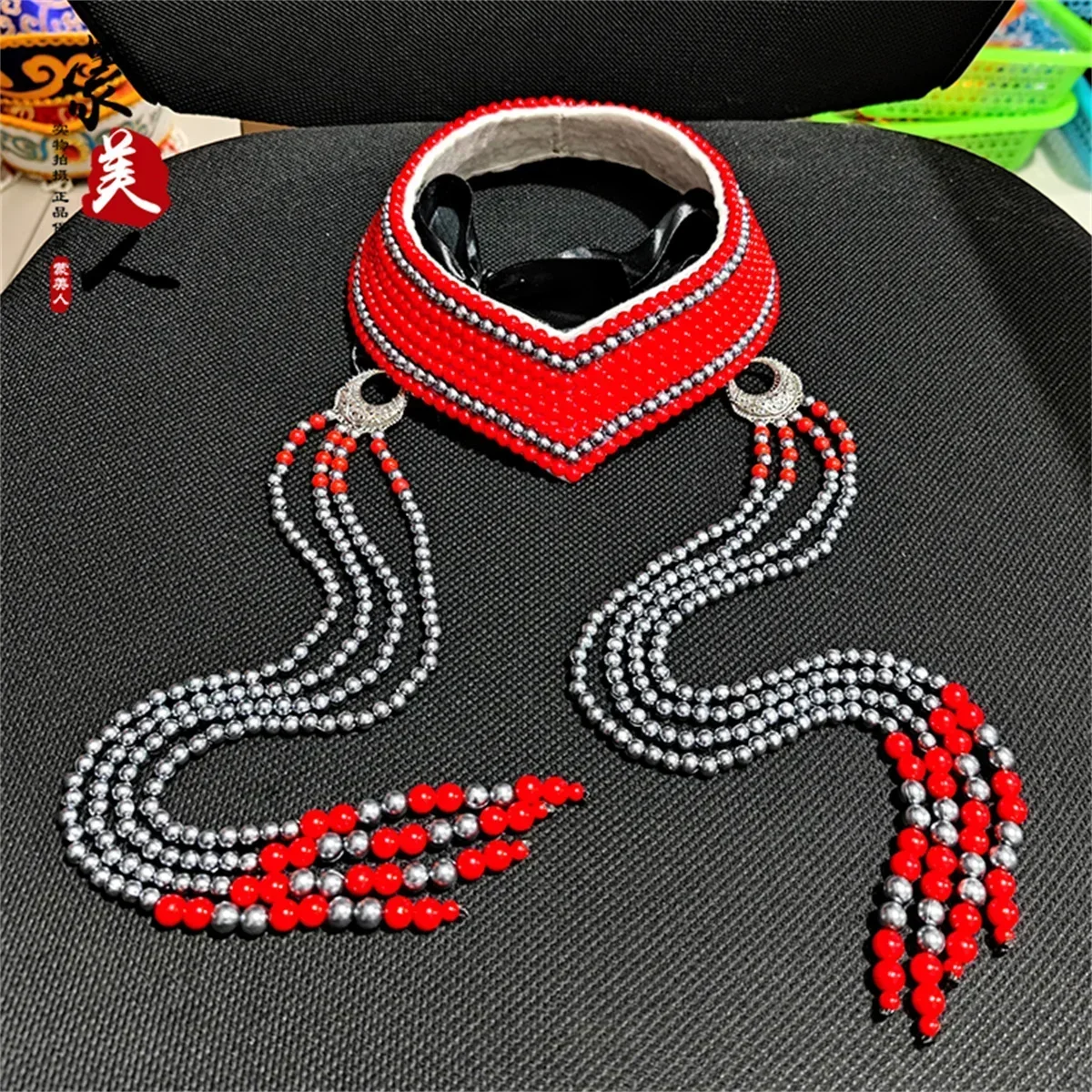 Mongolian Dance Headwear Handmade Beaded Hair Accessories Ethnic Style Dance Performance Mongolian Robe Accessories Women's Long