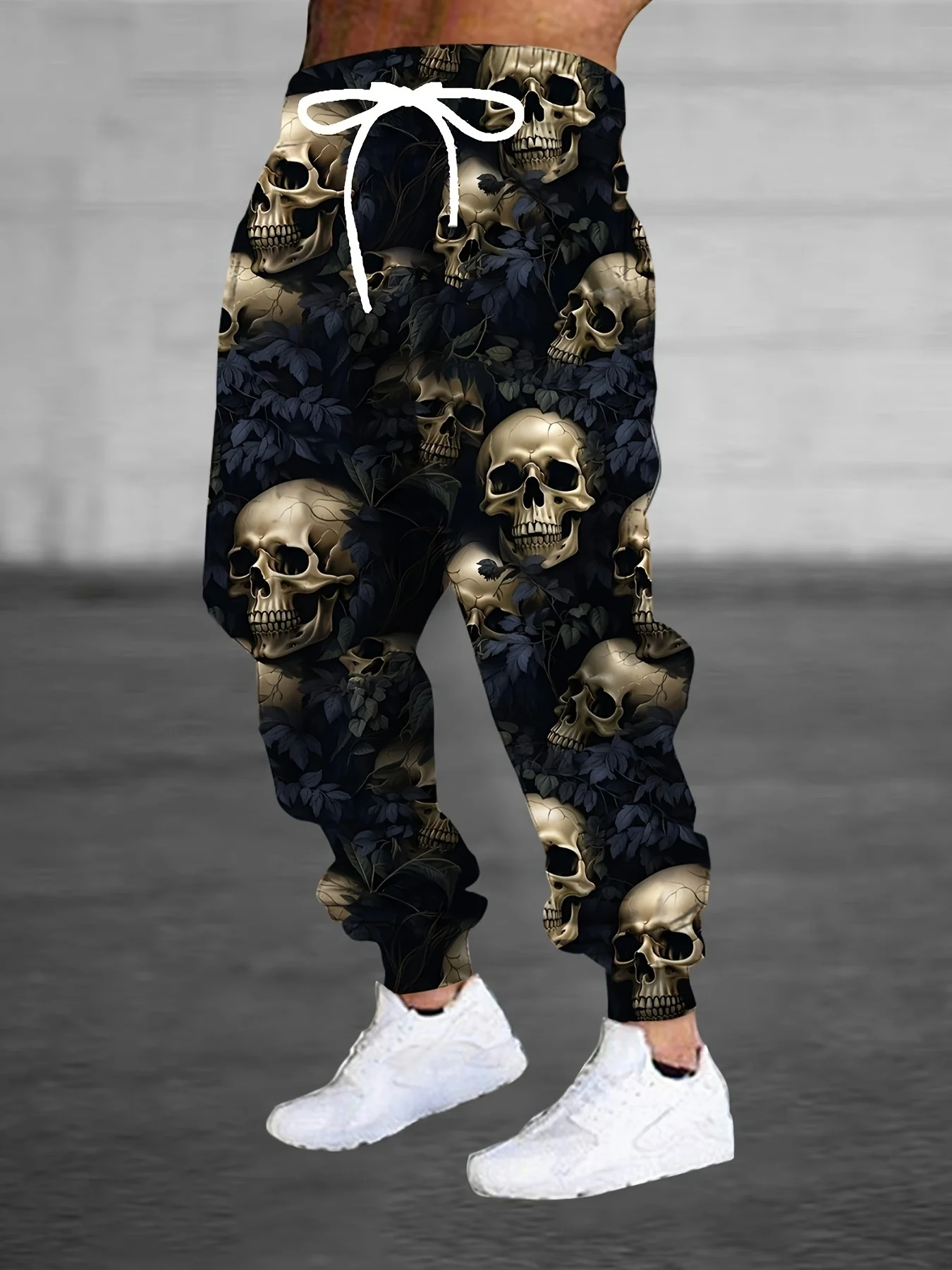 Pantalones Deportivos Unisex con Diseño Moderno y Estampado 3D de Calavera de Halloween, con Cordón y Bolsillos, Pantalones a la Moda