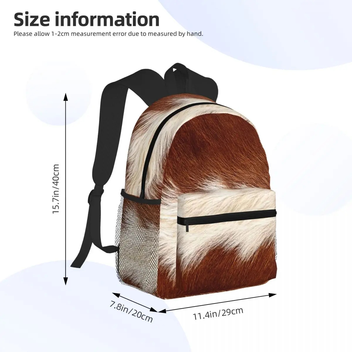 Stylish Cow Fur Cowhide Texture Cow Skin Print Pattern Student Backpack School Bag Hiking Travel Daypack for Men Women Bookbag