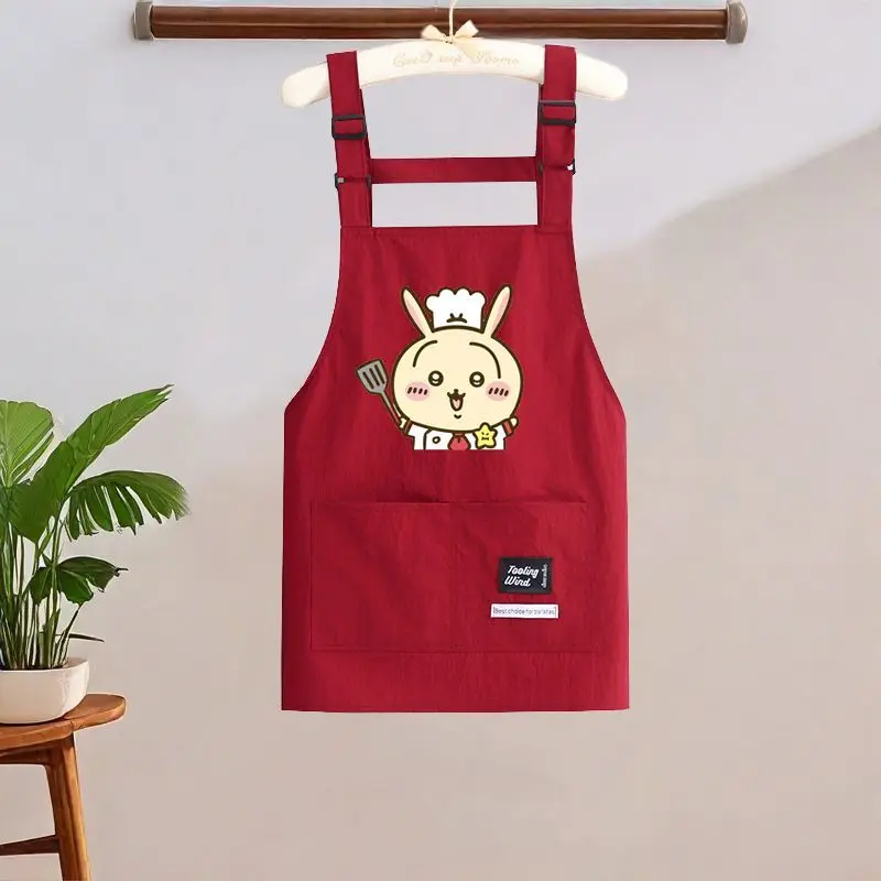 Cute Chiikawa Usagi Kitchen Apron Waterproof Oil Resistant Household Cooking Workwear for Restaurant Daily Use Lovely Cartoon