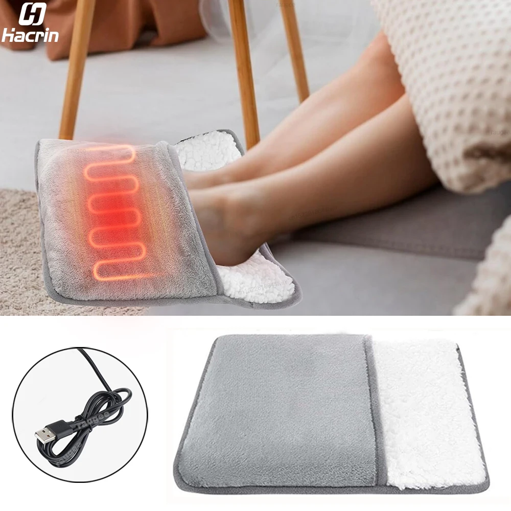 Foot Warmer USB Foot Heater Electric Foot Heating Pad Fast Heating Soft Plush Electric Foot Warmer for Home Heated Feet Warmer