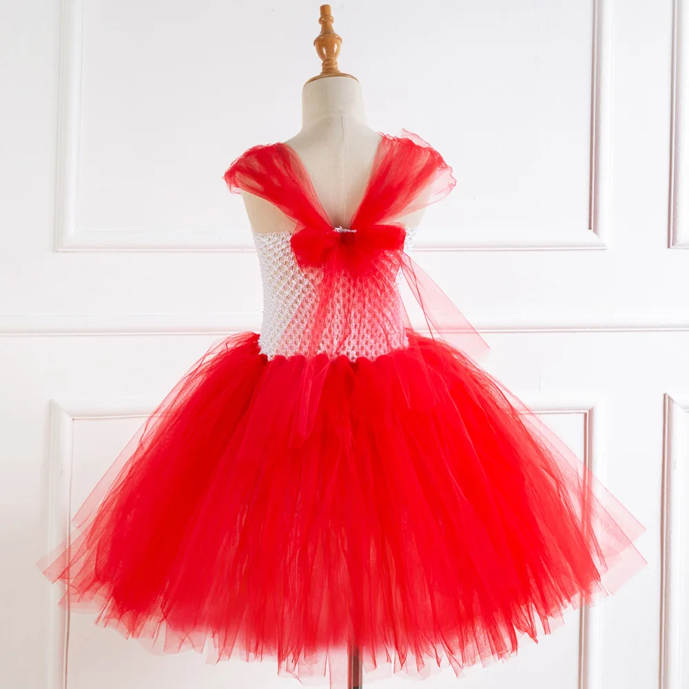 2023 Christmas Costumes Girl Red Tutu Dress Fansy Santa Claus Cosplay Vestidos Party Carnival Outfits Fantasia Clothes 2-12Yrs