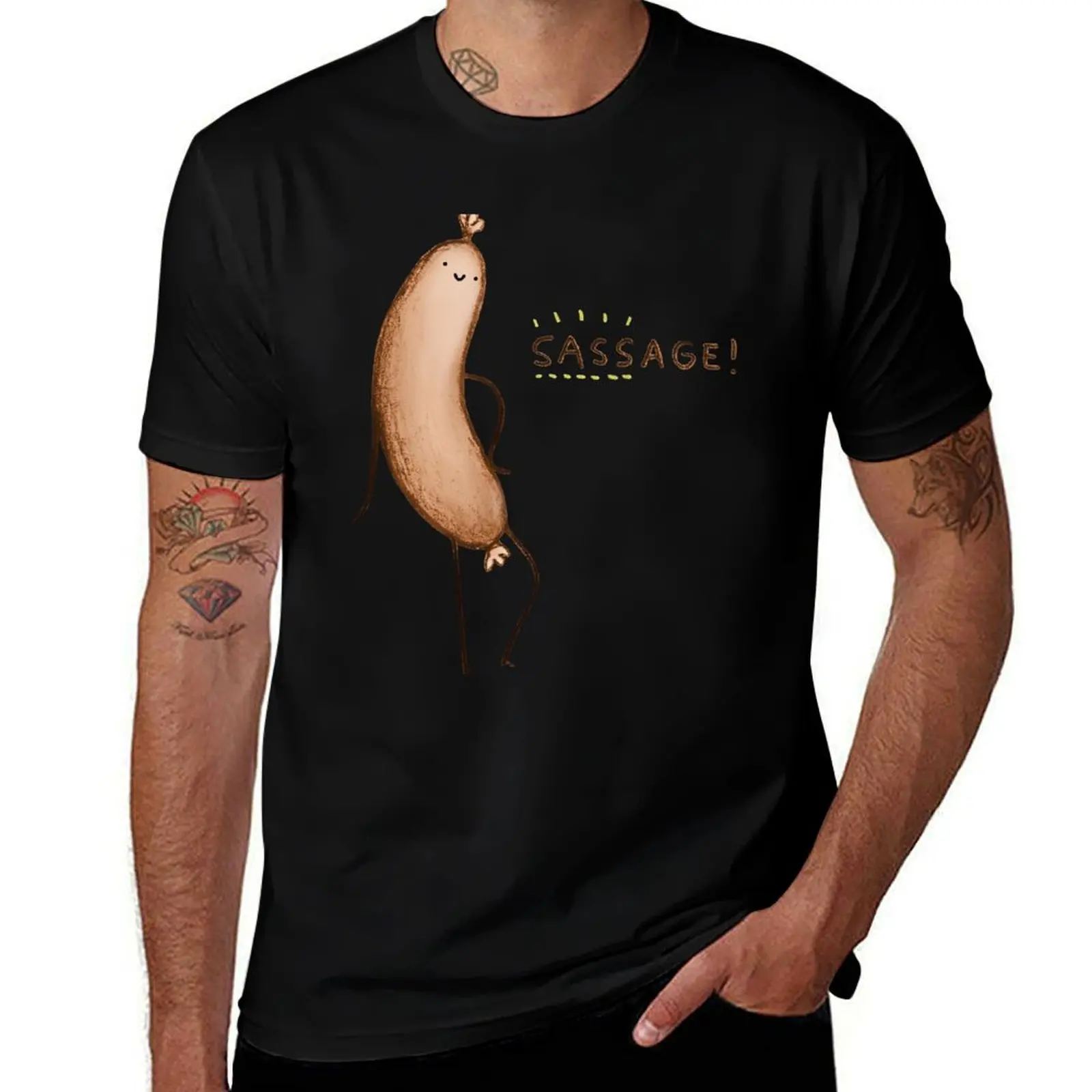 

Sassage! T-Shirt anime clothes funny shirt cotton croswit shirt man vintage anime shirt sweat shirts, men