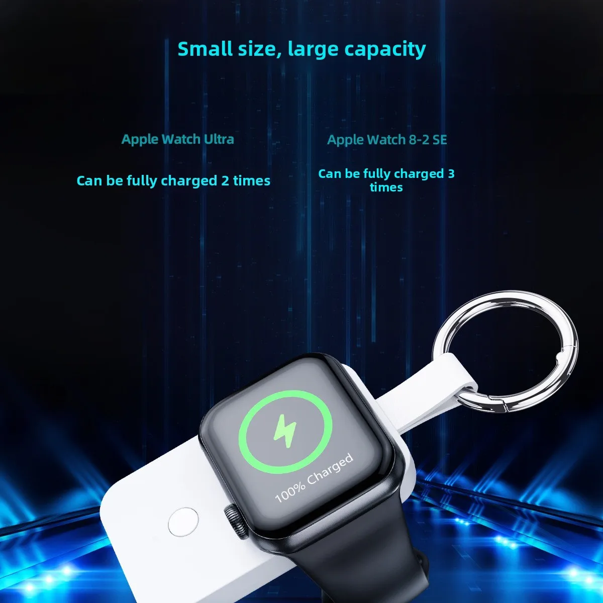 1000mAh Magnetic Wireless Power Bank for Apple Watch 2-8SE Ultra 2-in-1 Keychain Portable Charger for Samsung Watch Watch Phone - view 4