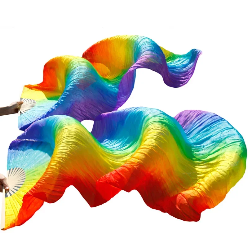 150cm丈 ダンスファン グラデーションカラー ダンサー 練習用 ロング イミテーション ダンス小道具 シルクファン 右手用 パフォーマンス小道具 1個