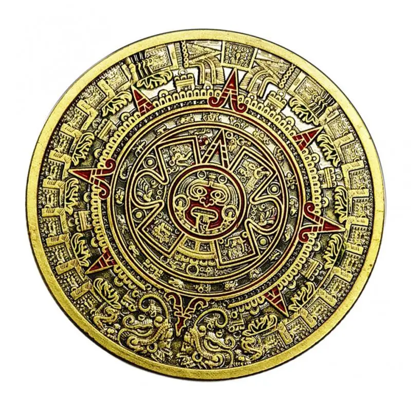 Mayan Bronze Coin Pyramid Commemorative Medallion Art Hobby Collection