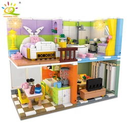 HUIQIBAO City Friends MOC House Model Building Blocks City Architecture Bedroom Brick Children Construction Toy Kid Girl Game