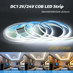3mm 5mm Super Thin LED Strip 12V 24V Dimmable 8mm 10mm LED Tape 3000K/4000K/6000K/Ice Blue/Green/Red/Yellow Flexible LED Strip