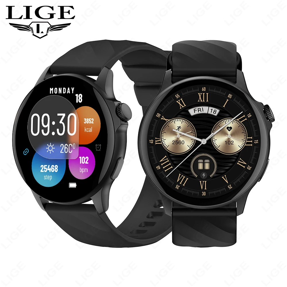 

LIGE New Smart Watch Men 1.39 Inch HD Display Heart Rate Blood Pressure Monitor Watch For Xiaomi Huawei Sport Smartwatch Women