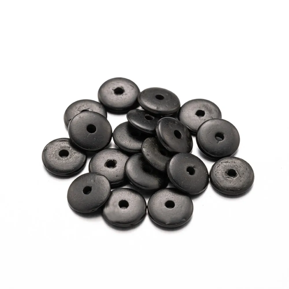 50Pcs/Lot 6/8/10/12mm Natural Coconut Shell Flat Round Spacers Charms Beads For DIY Bracelet Necklace Jewelry Making Supplies