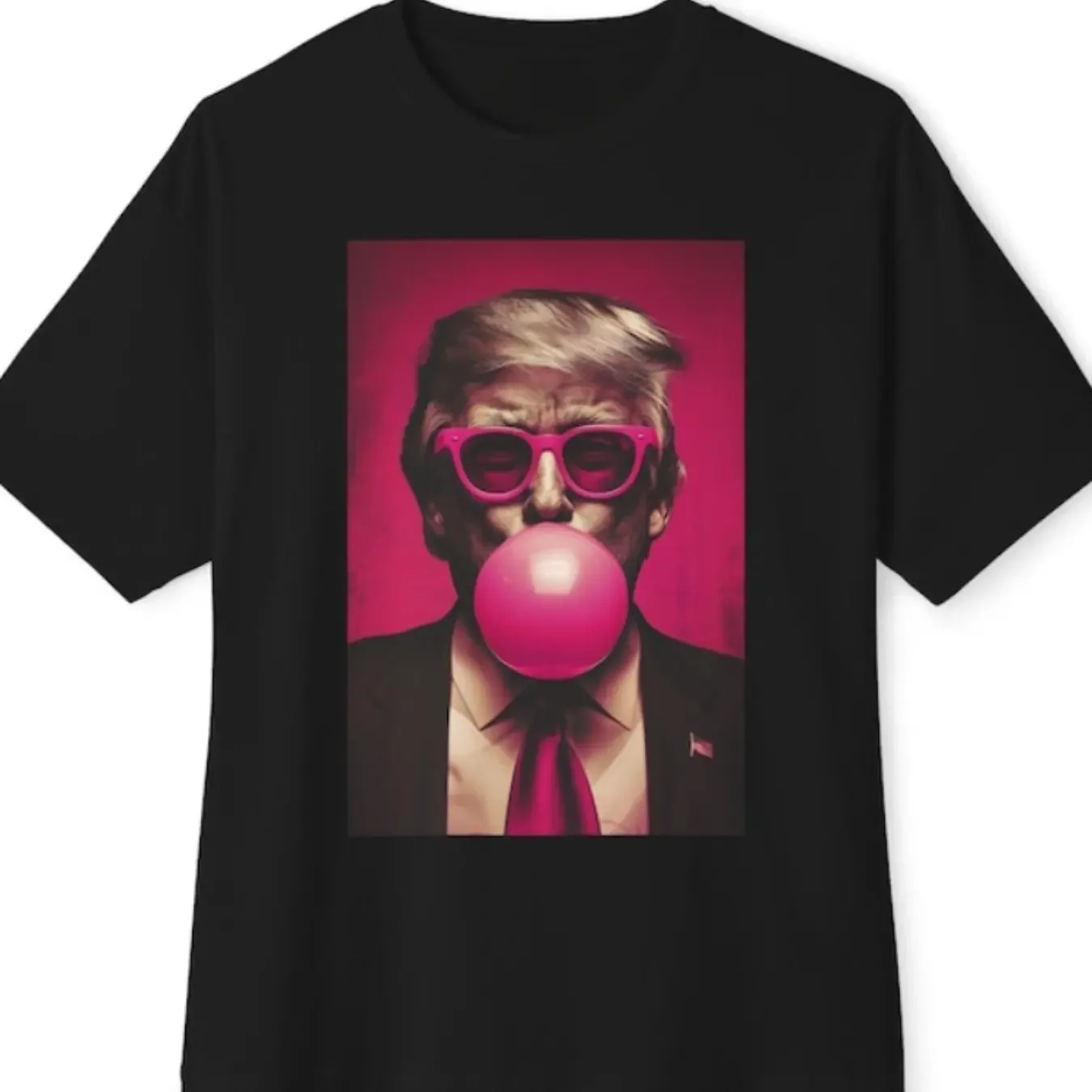 

Trump Bubblegum TShirt Funny Pop Design 100 Percent Cotton Comfortable Casual Wear for Humor Enthusiasts Black Graphic for Men