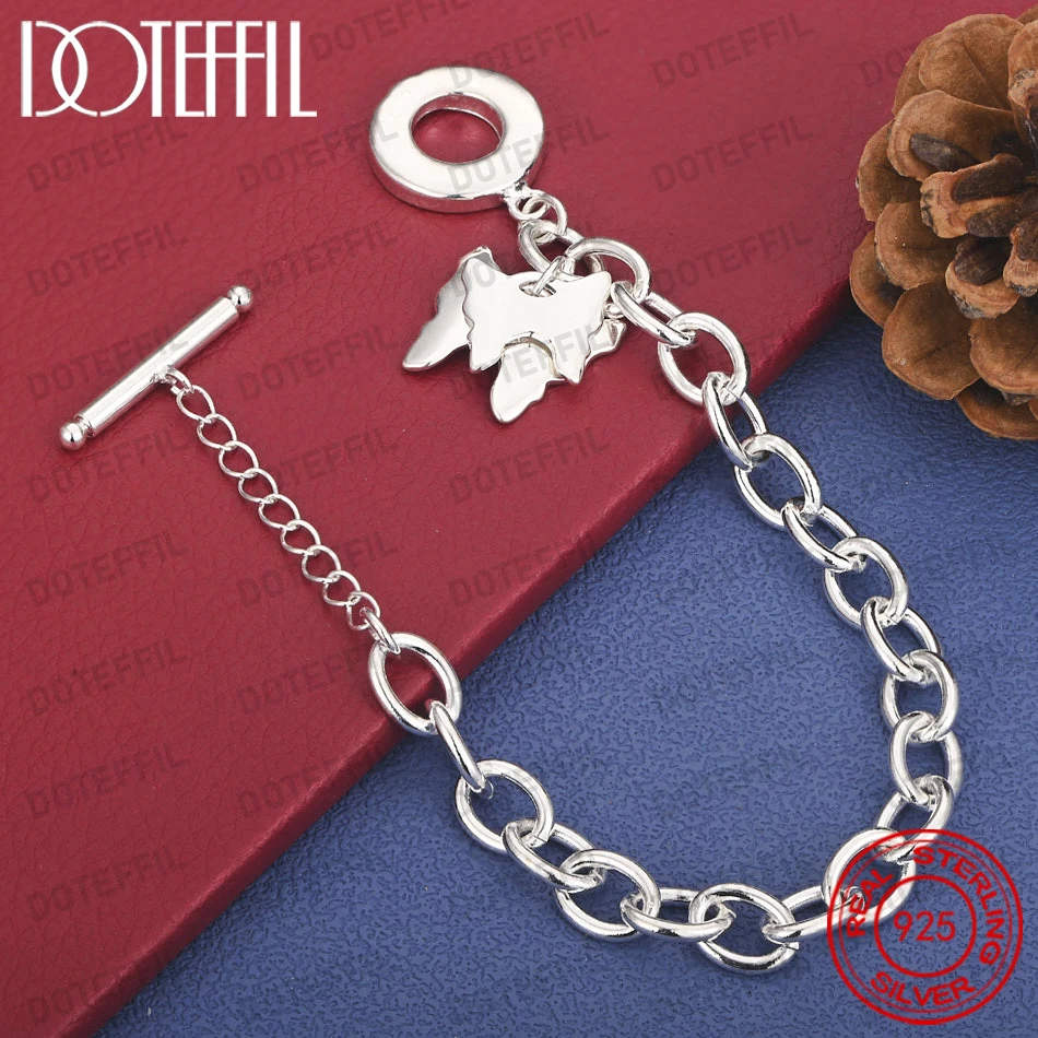 925 Sterling Silber Exquisites Doppelschichtiges Schmetterlings-Armband Damen Mode Hochzeit Party Geschenke Accessoires