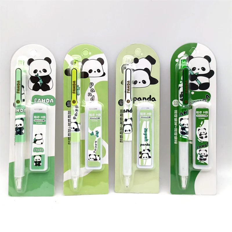 24 set/lot Kawaii Panda Mechanical Pencil Cute 0.5mm Drawing Writing Automatic Pen School Office Supplies