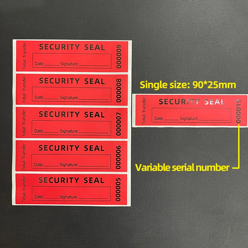 100PCS Red Tamper-proof VOID sticker/Seal Warranty Tear invalid seal label Unique serial number High Security label 90X25mm