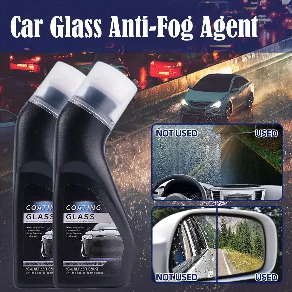90ml/180ml Car Anti-fog Spray Truck SUV Glass Antifog Coating Agent Defogger Auto Windows Screens Mirror Windshield Cleaner
