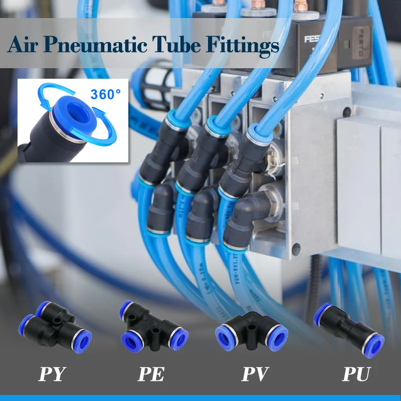

1-50pcs PY/PU/PV/PE Pneumatic Quick Push In Fittings OD 4/6/8/10/12/14/16mm Air Pipe Hose Joints for Compressed Air Systems