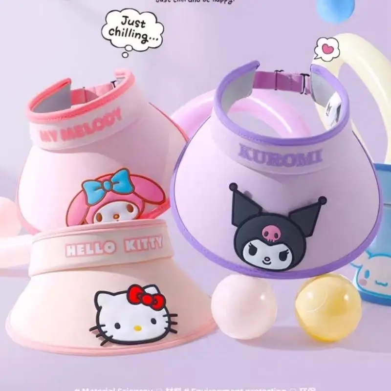 

Sanrio Kuromi Children's Sunscreen Hat Sports Hat Universal Outdoor Large-Brimmed Hat Cartoon Uv Protection Summer Boys Andgirls