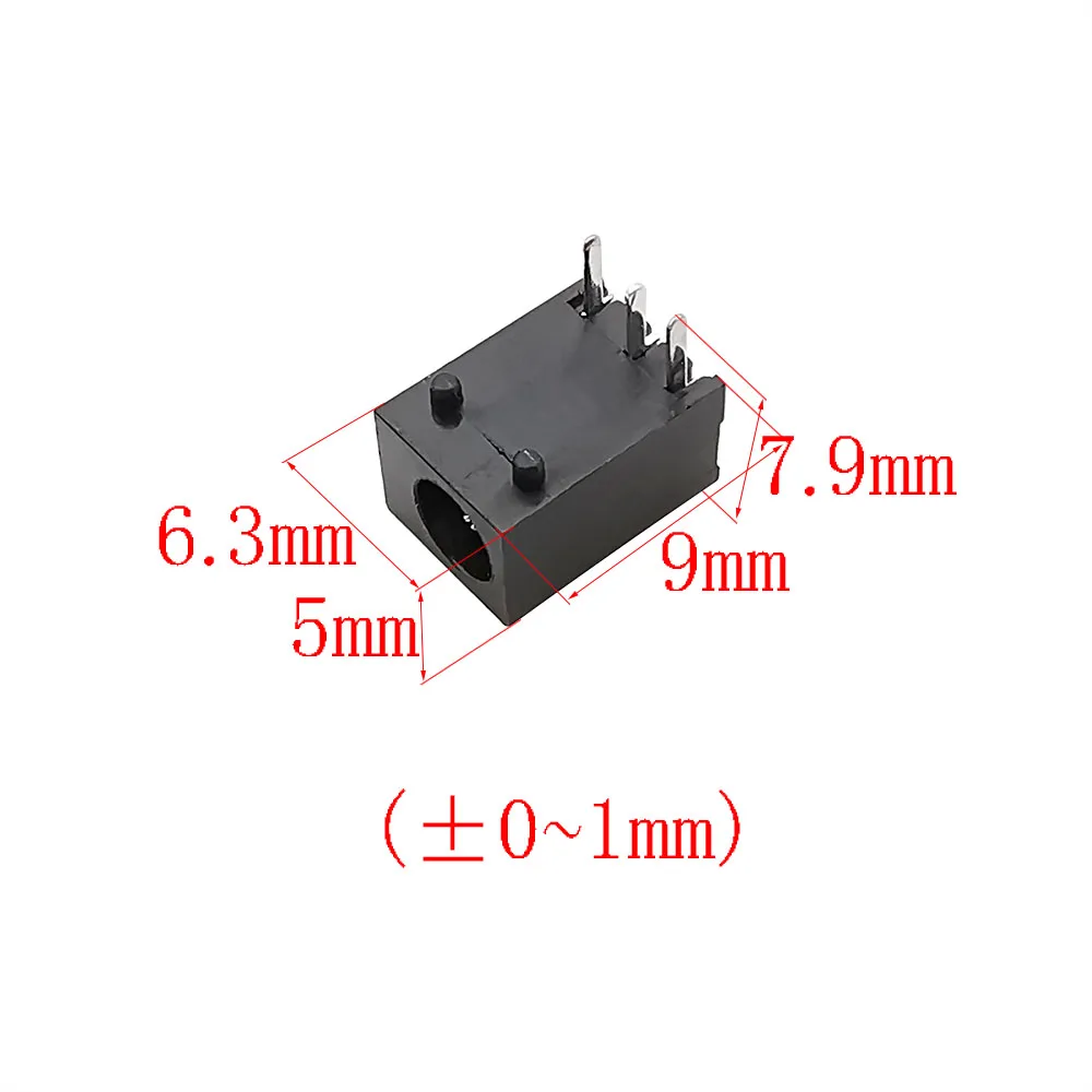 10Pcs Mini DC-003 DC Connector 3.5 x 1.3mm DC Power Female Jack 3 Pin Panel Mount Socket Plug Connectors Adapter 3.5*1.3mm Black