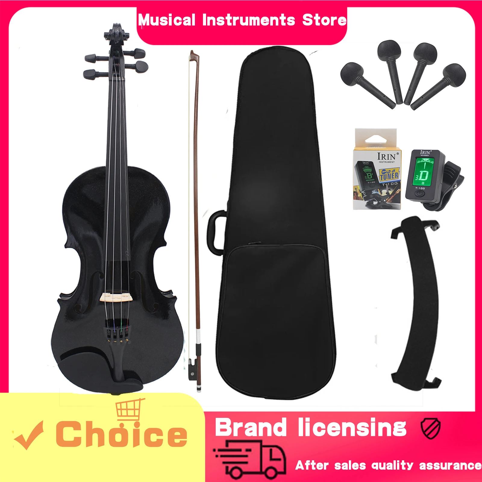 

IRIN 4/4 Violin Black Solid Wood Professional String Instrument Premium Acoustic Violin Equipped with Tuning Parts