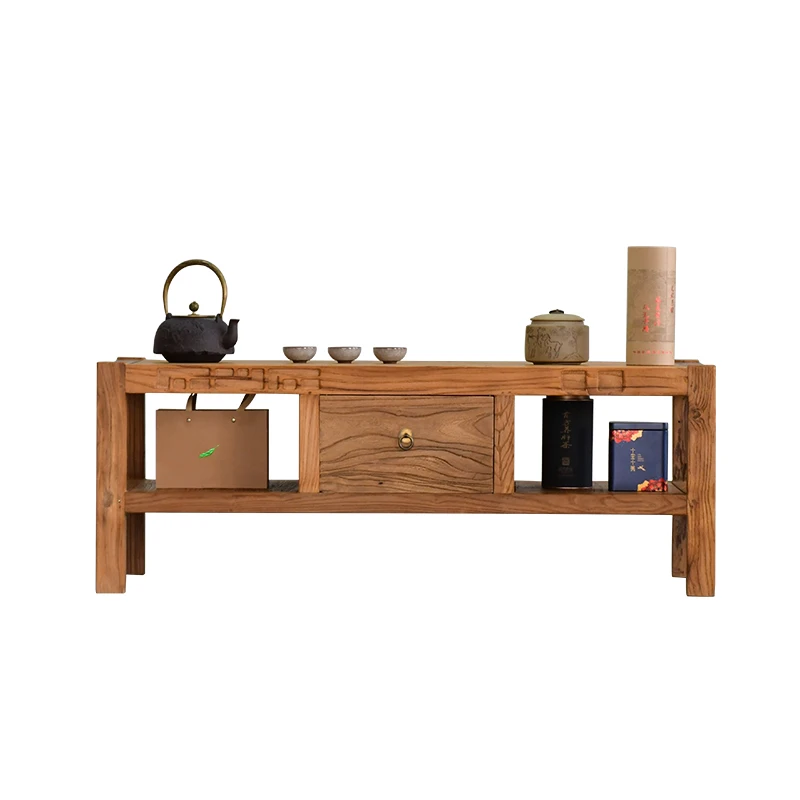 

Wabi Silent Wind Coffee Table Old Elm Sofa Coffee Table Solid Wood Storage Low Table Small Apartment Living Room Integrated