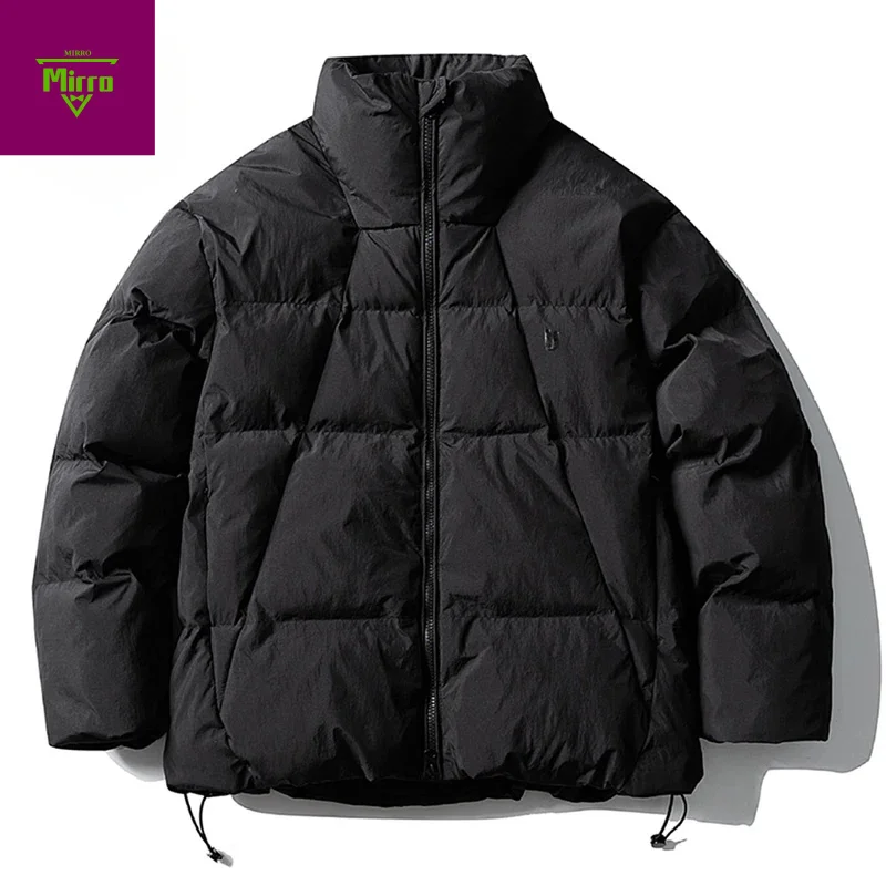 

Мужские зимние куртки, утепленные парки, пальто, однотонные стеганые куртки с воротником-стойкой, уличная одежда, свободные куртки в стиле Харадзюку