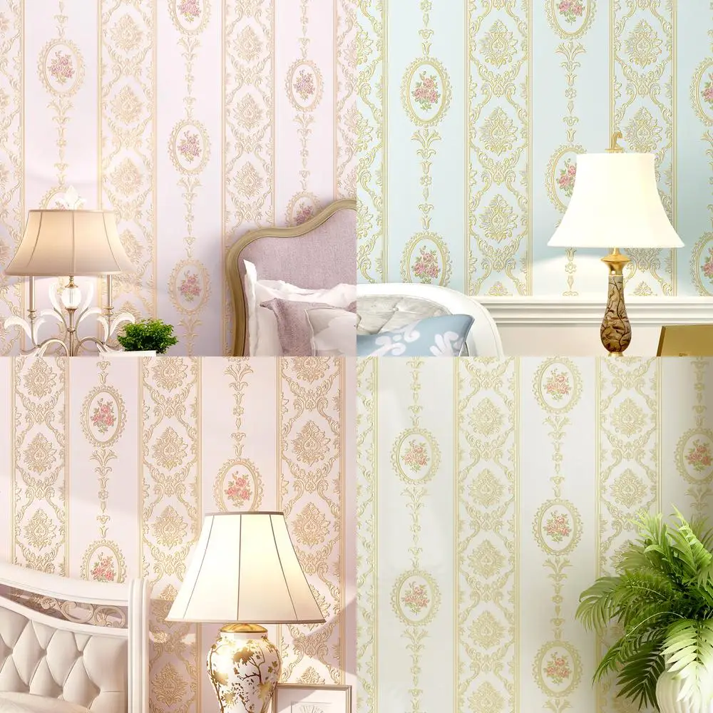 Thickened Warm Pink Vertical Stripe Wallpaper Living Room Bedroom 3D European Rustic Non Woven Wall Paper TV Background Wall