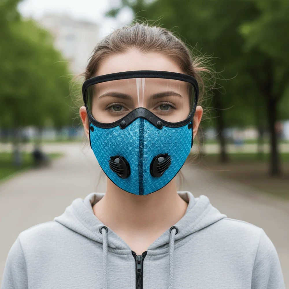 Removable Shield Lens Cycling Protective Mask Detachable Goggles Breathable Filtration Warm Breathable Mask Reusable Design