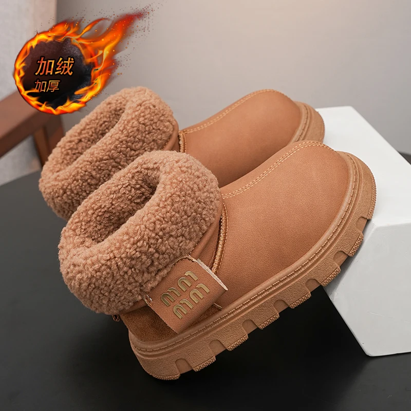 

Girls Warm Plush Snow Boots Boys Toe Protection Non-slip Soft Sole Infant Boots Size 26-37 Kids Snow Boots Children Snow Boots