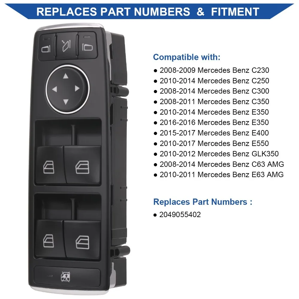 Power Window Fold Master Switch For Mercedes Benz 2049055402 A2049055402 W204 S204 W212 A207 C207 X204 C200K C280 C63 C200 C300