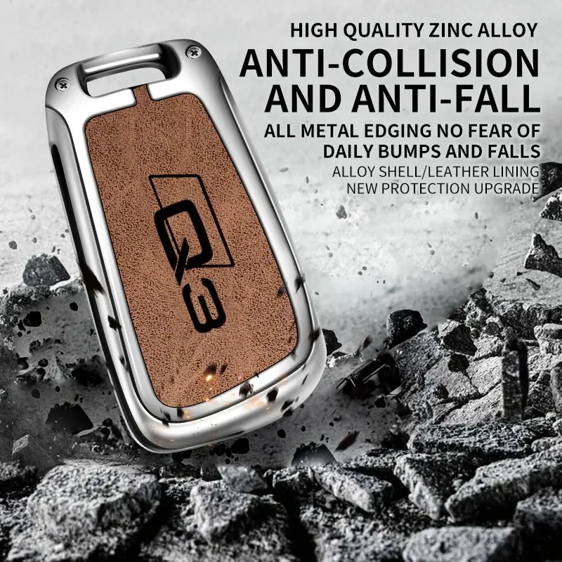 Zinc alloy car key handle protective cover remote control device protective cover for Audi Q7 A3 Q3 logo car key cover