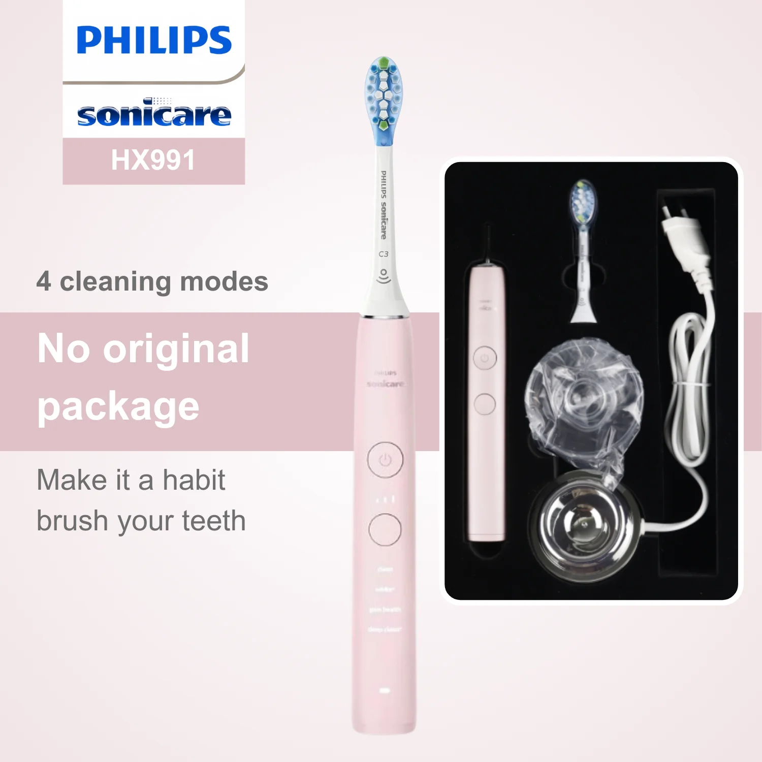 

Philips sonicare electric toothbrush HX991, No original packaging, Bluetooth connectivity, 4 modes