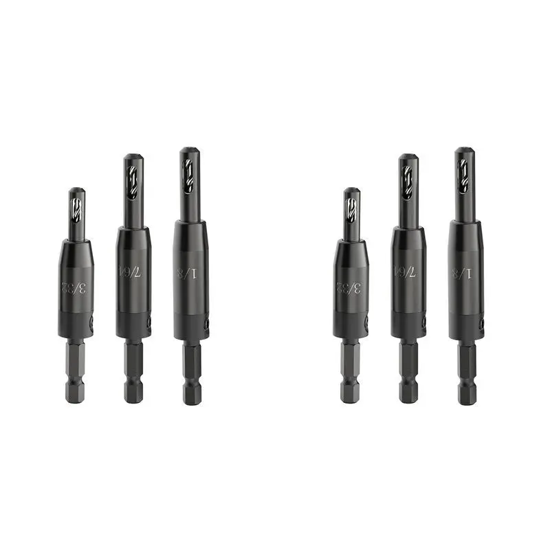 BAAJ-6X Self Centering Drill Bit Set, For 1/4 In Hex Shank Drill, For Wood And Hole 3/32In,7/64In,1/8In