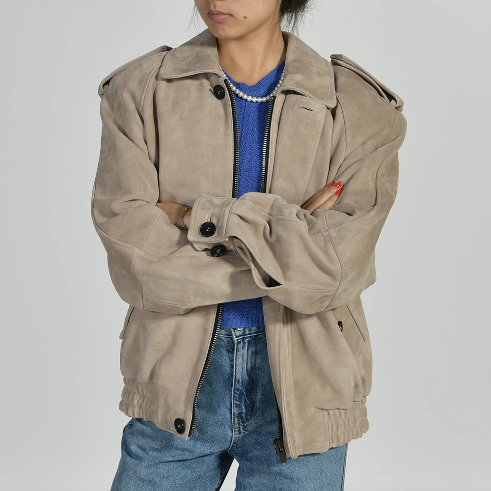 Jxwatcher Damen-Jacke aus echtem Wildleder, Damen, 2025, Herbst-Winter, echter Schaffellmantel, modische Bomberjacken, neue Ankunft